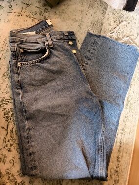 Agolde Straight-Leg High-Rise Jeans in Medium Blue Wash